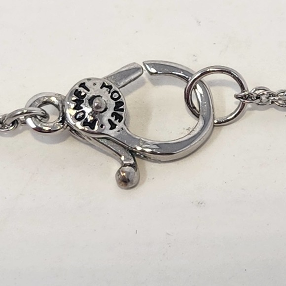 Monet Crystal Pave Teardrop Silver Tone Chain Necklace Open Work Swirl Costume - Picture 4 of 5